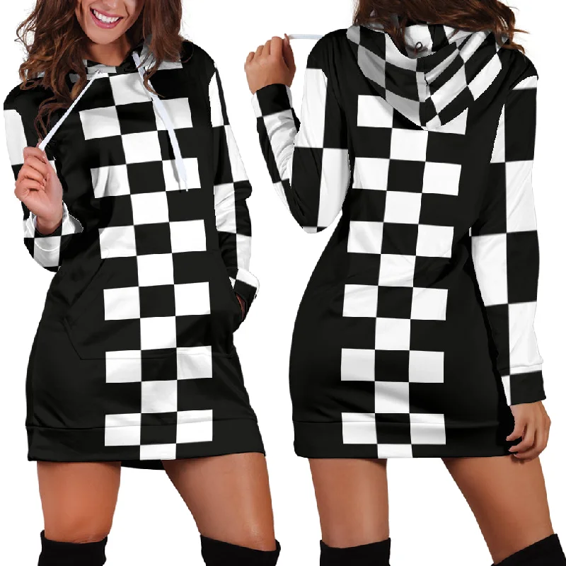 Racing Checkered Flag Hoodie Dress RB1 Boho unclassified dresses