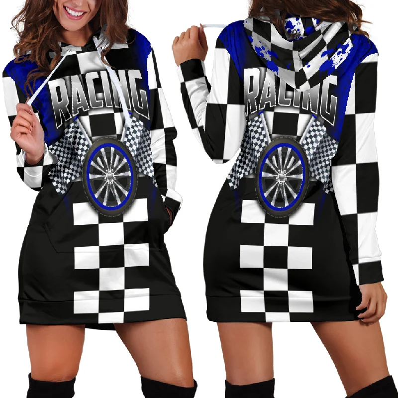 Racing Hoodie Dress Blue Party unclassified dresses