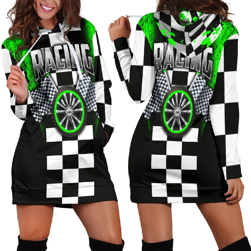 Racing Hoodie Dress Pistachio Bold pattern unclassified dresses