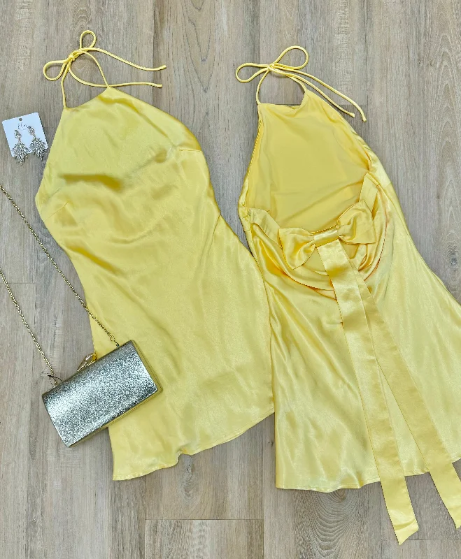 Satin Lemon Dress Boho unclassified dresses