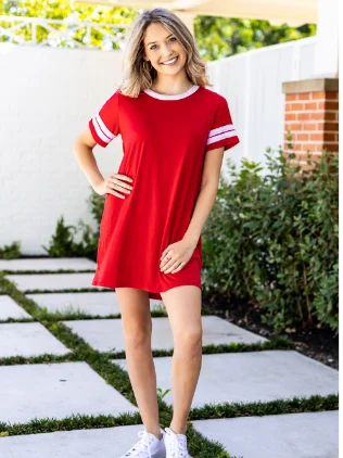 Say it Loud, Say it Proud Gameday Dress, Red Monochrome unclassified dresses