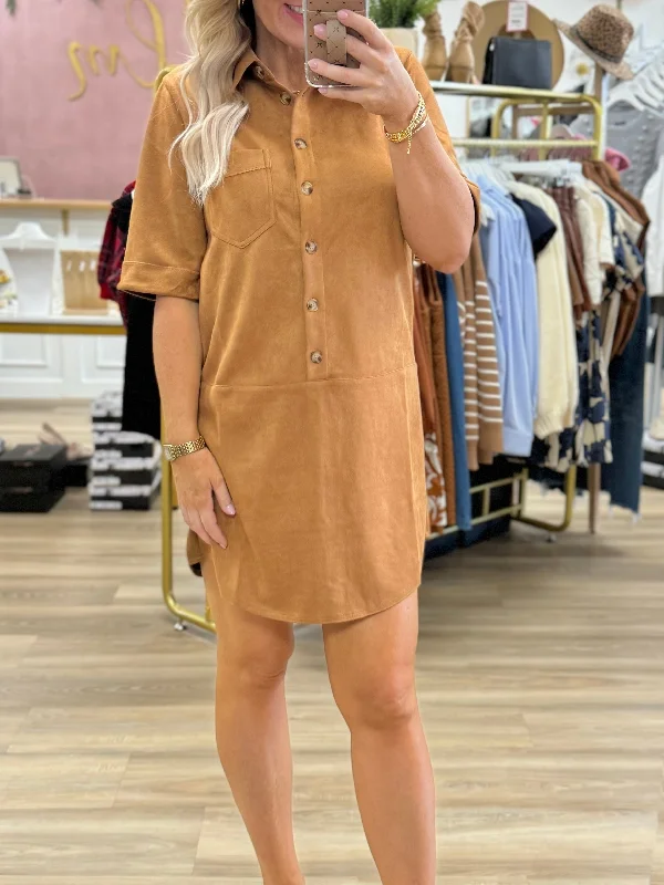 Suede Button Up Dress High-end unclassified dresses