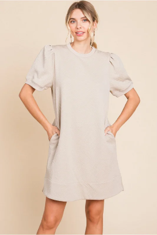 Taupe Puff Sleeve Dress Spring unclassified dresses