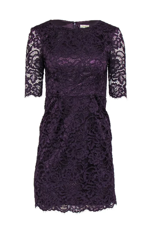 Shoshanna - Purple Lace Sheath Dress Sz 0 Chic Lace Dress