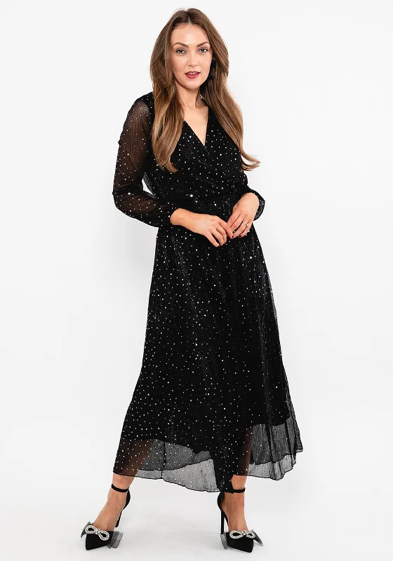 Seventy1 Metallic Dot Shimmer Maxi Dress, Black Maxi Skirt Style