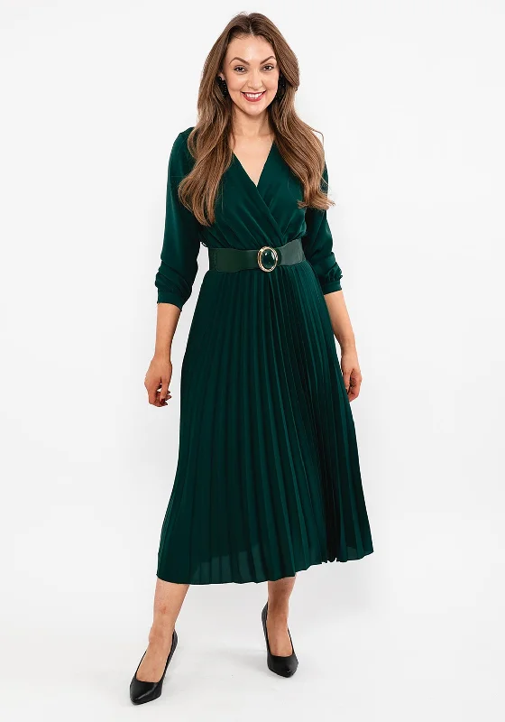 Seventy1 Pleated Maxi Dress, Forest Green Maxi Skirt Fashion