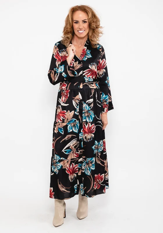 Seventy1 Kimono Style Maxi Dress, Black Printed Maxi Skirt