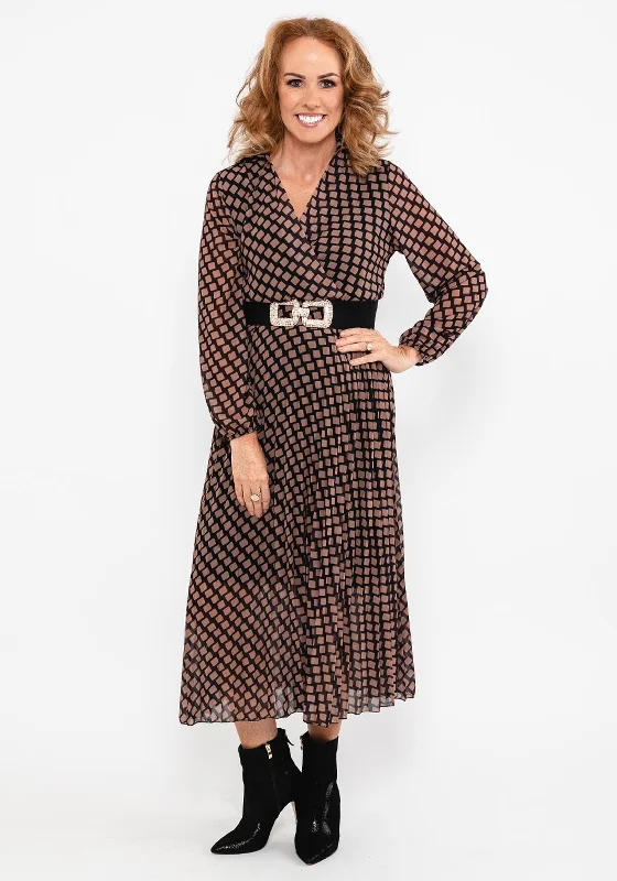 Seventy1 One Size Square Print Maxi Dress, Brown Midi Maxi Skirt