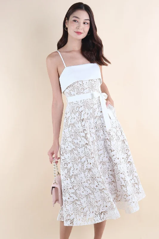 JADE CROCHET FLAP MAXI IN WHITE Flared Midi Skirt