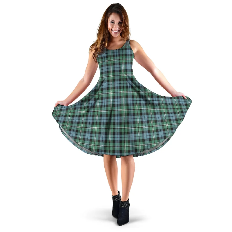 Melville Ancient Tartan Sleeveless Midi Womens Dress Slim Midi Skirt