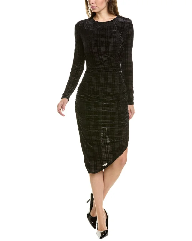 Nicole Miller Velvet Burnout Plaid Midi Dress Cozy Midi Dress